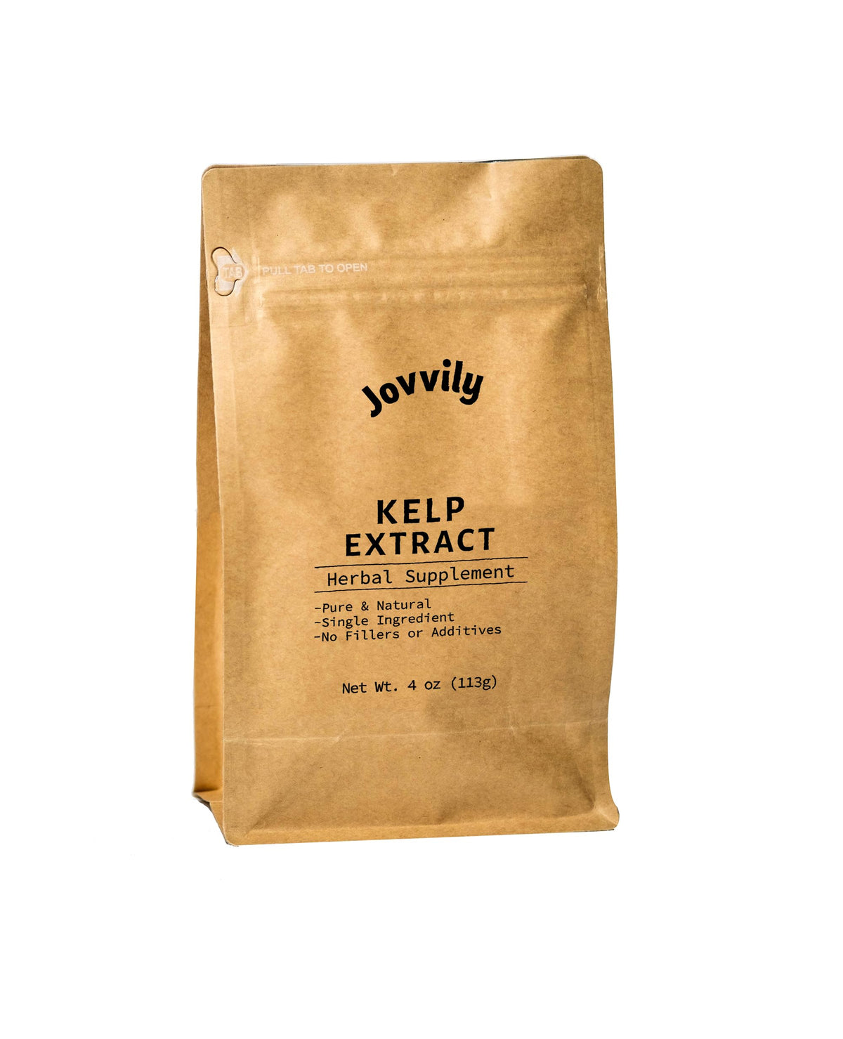 Poudre d'extrait d'algue brune Jovvily dans un sachet refermable