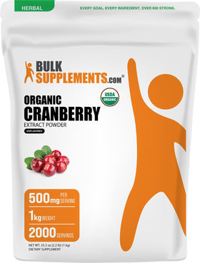 Poudre d'extrait de canneberge BulkSupplements 1kg vue de face