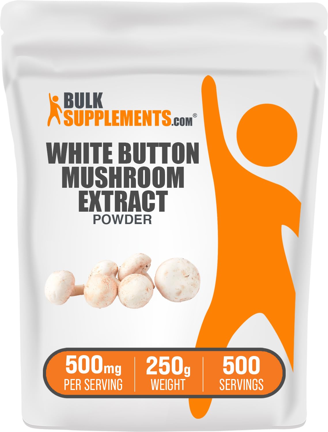 Poudre d'extrait de champignon blanc BulkSupplements 250g vue avant