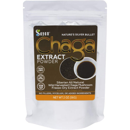 Poudre d'extrait de champignon Chaga Sayan 56g vue de face