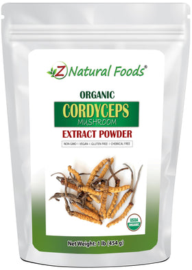 Poudre d'extrait de champignon Cordyceps bio Z Natural Foods vue avant