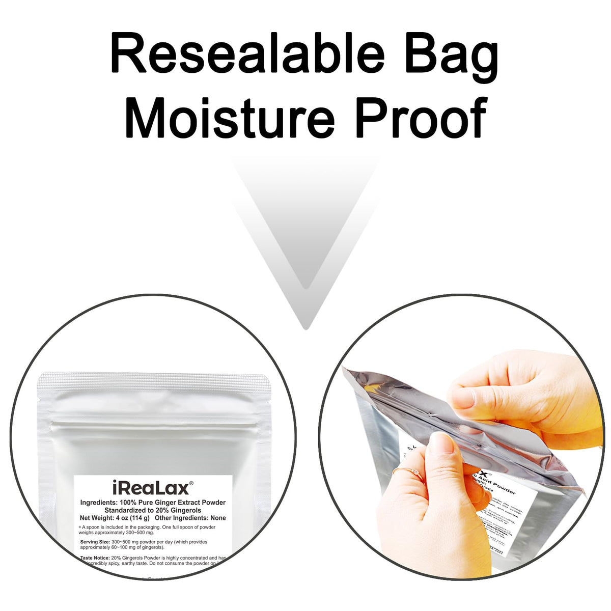 Poudre d'extrait de gingembre iReaLax avec des ingrédients naturels