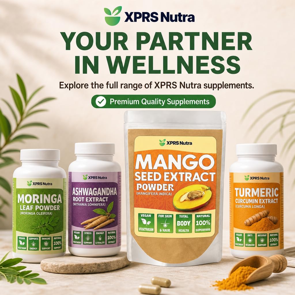 Poudre d'extrait de graine de mangue XPRS Nutra sur une cuillère