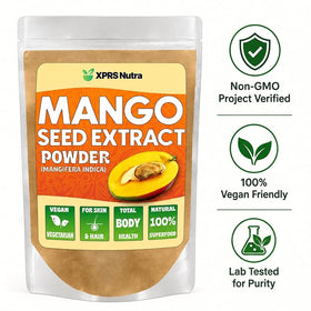 Poudre d'extrait de graine de mangue XPRS Nutra versée dans un bol