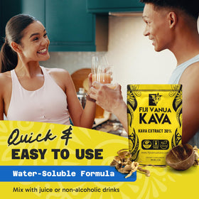 Poudre d'extrait de kava Fiji Vanua Kava 30% kavalactones, vue de côté