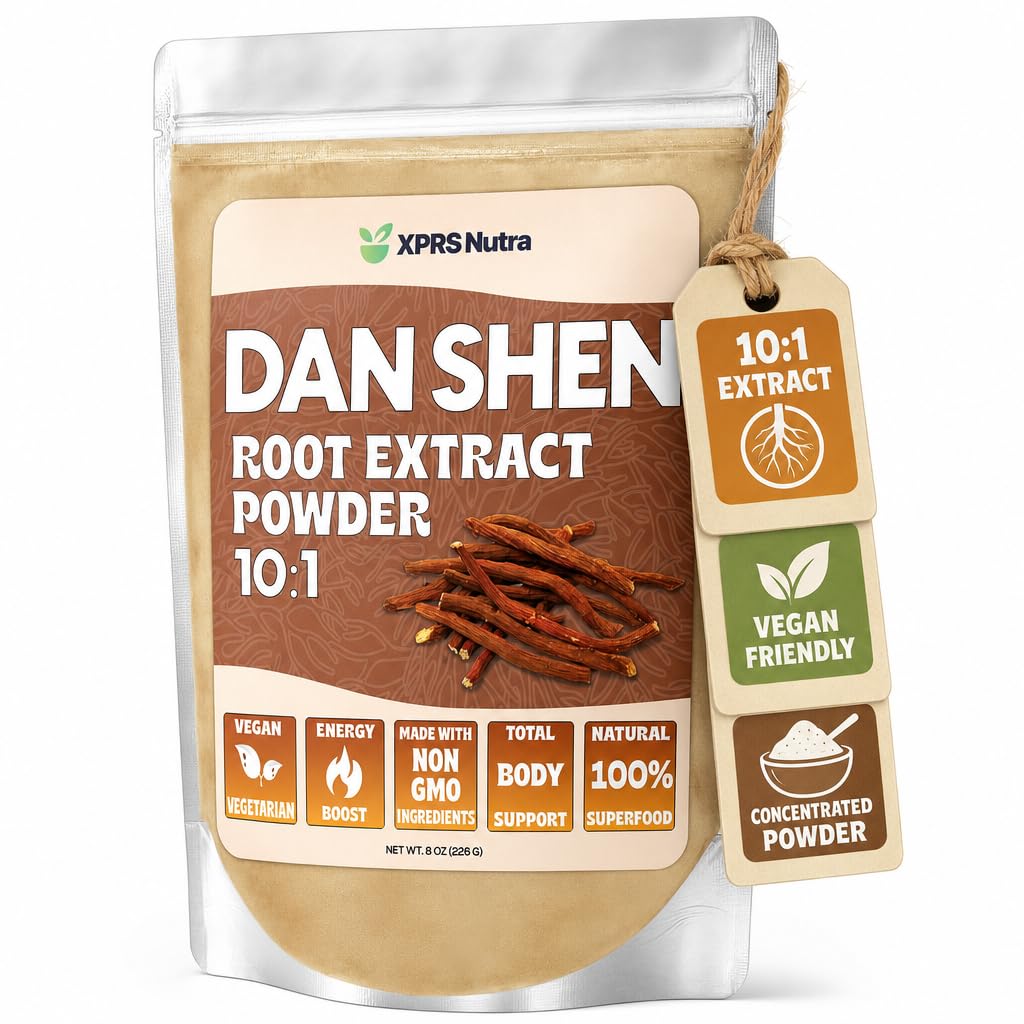 Poudre d'extrait de racine de Dan Shen XPRS Nutra dans un sachet de 233g