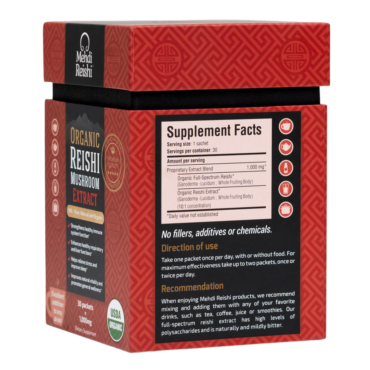Poudre d'extrait de Reishi bio Mehdi Reishi 200g emballage