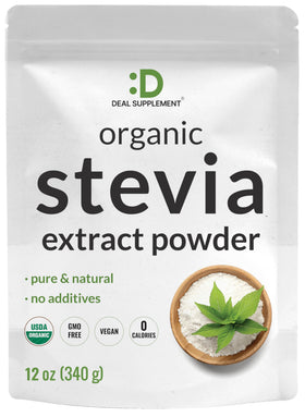 Poudre d'extrait de stévia bio DEAL SUPPLEMENT 340g vue avant
