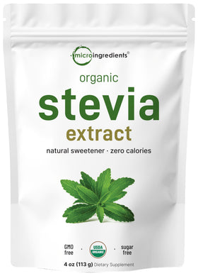 Poudre d'extrait de stevia bio Micro Ingredients 118g vue avant