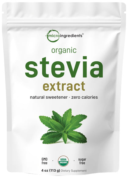 Poudre d'extrait de stevia bio Micro Ingredients 118g vue avant