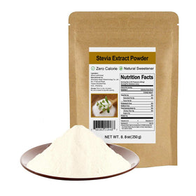 Poudre d'extrait de stevia CCnature 250g vue avant avec emballage en kraft
