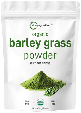 Poudre d'herbe d'orge bio Micro Ingredients 481g vue de face