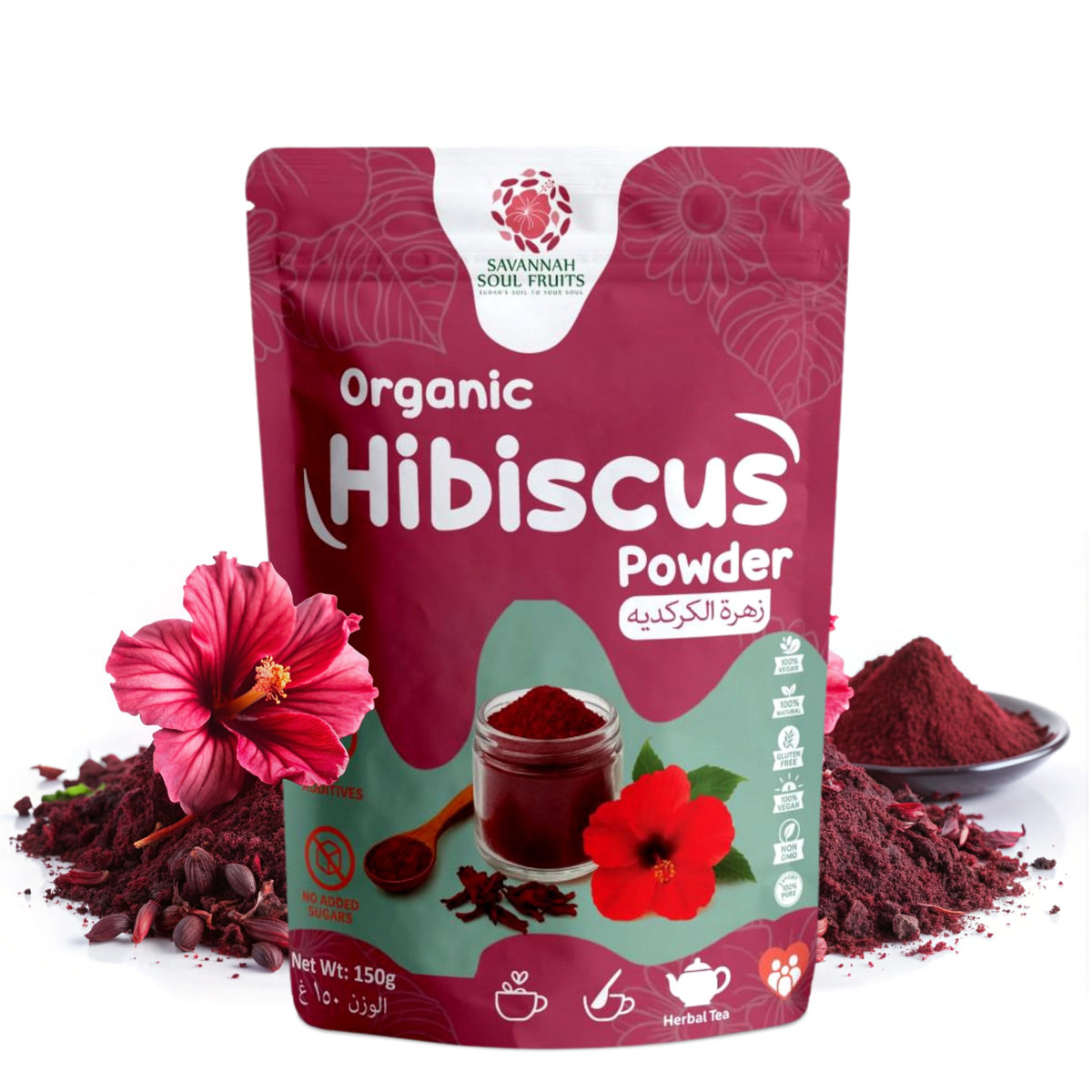 Poudre d'Hibiscus Bio Savannah Soul Fruits 150g vue avant