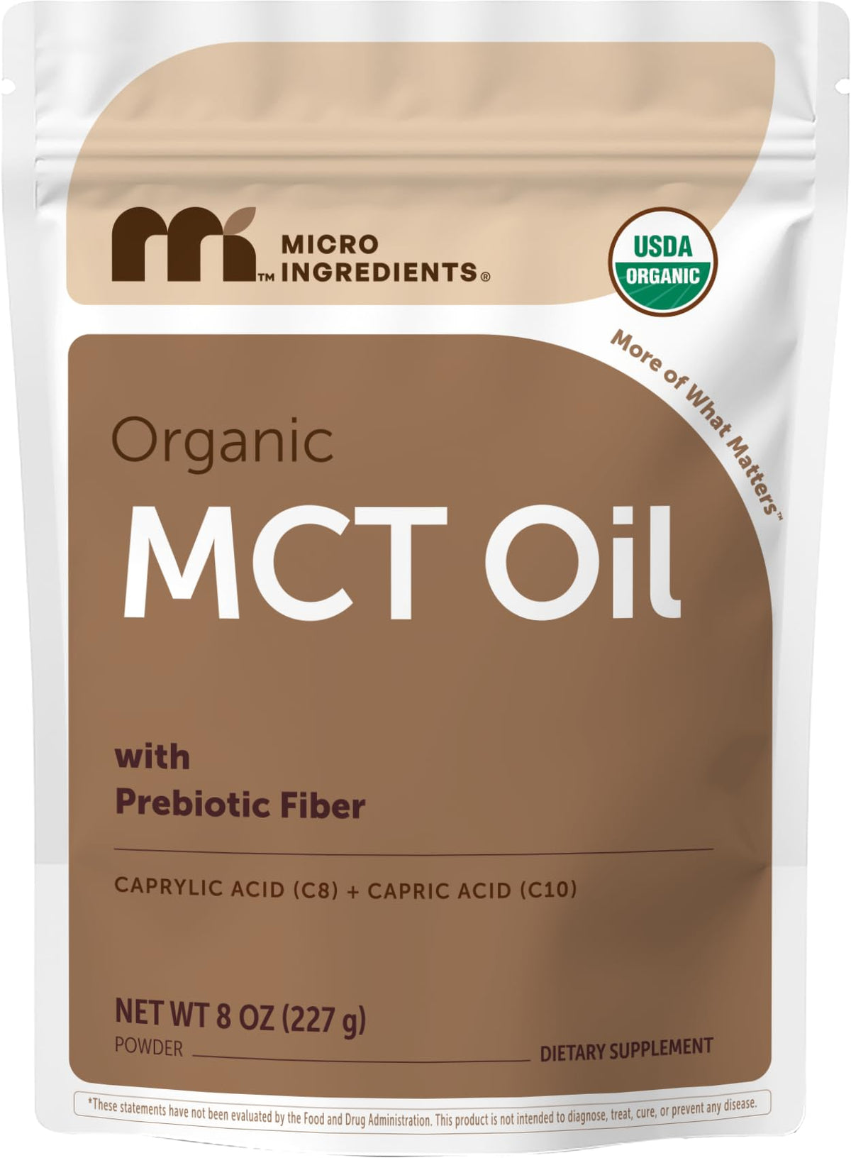 Poudre d'Huile MCT Bio Micro Ingredients 240g vue de face