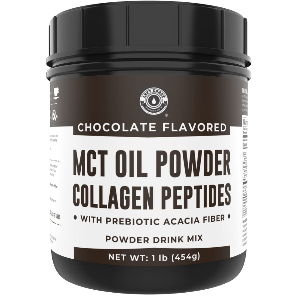Poudre d'Huile MCT Chocolat 572g de Left Coast Performance, vue de face