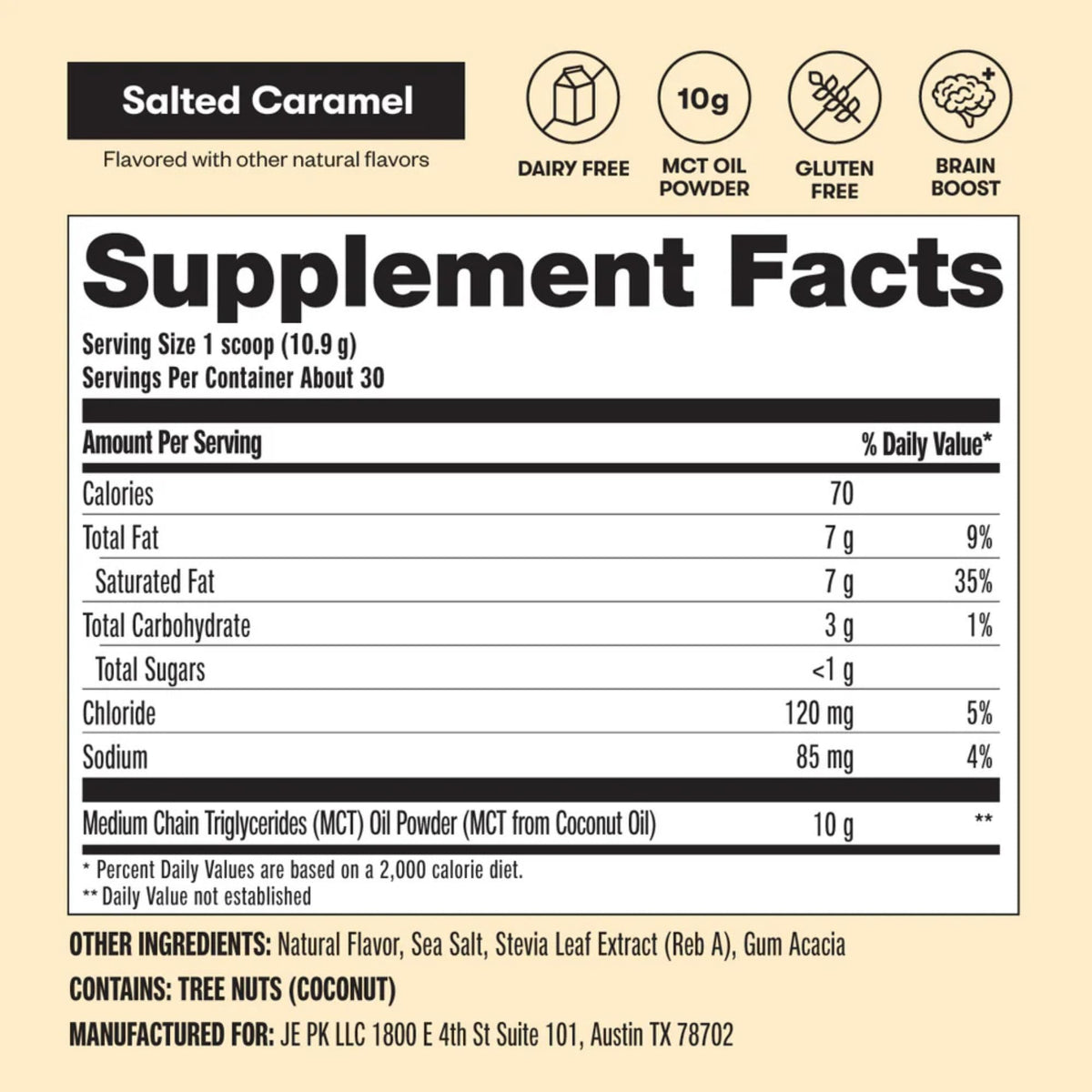 Poudre d'Huile MCT Perfect Keto à côté d'un shaker