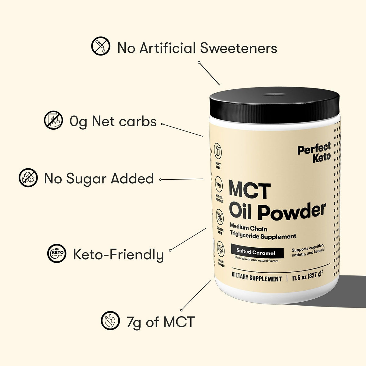 Poudre d'Huile MCT Perfect Keto mélangée à un smoothie