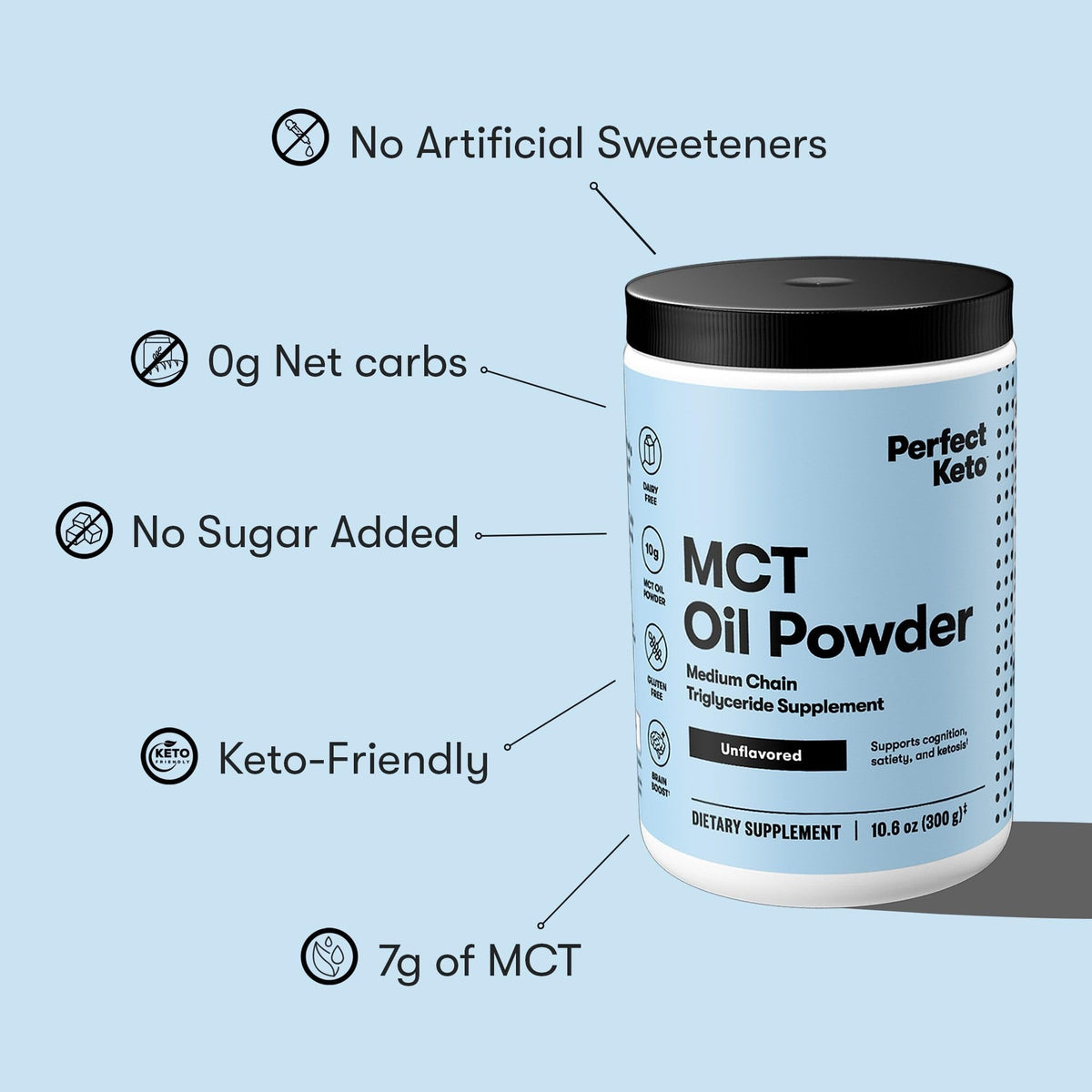 Poudre d'Huile MCT Perfect Keto mélangée dans un café