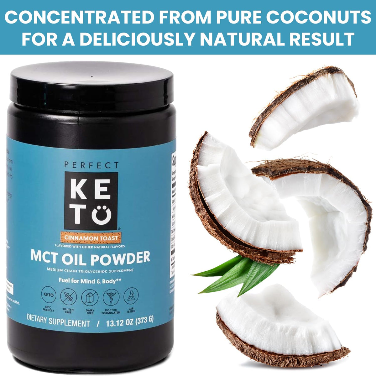 Poudre d'Huile MCT Perfect Keto sur une table