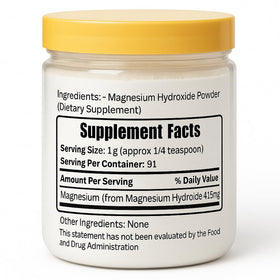 Poudre d'hydroxyde de magnésium Herbs Botanica 281g sachet ouvert