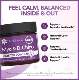 Poudre d'Inositol Myo & D-Chiro 40:1 d'Intimate Rose dans un verre d'eau