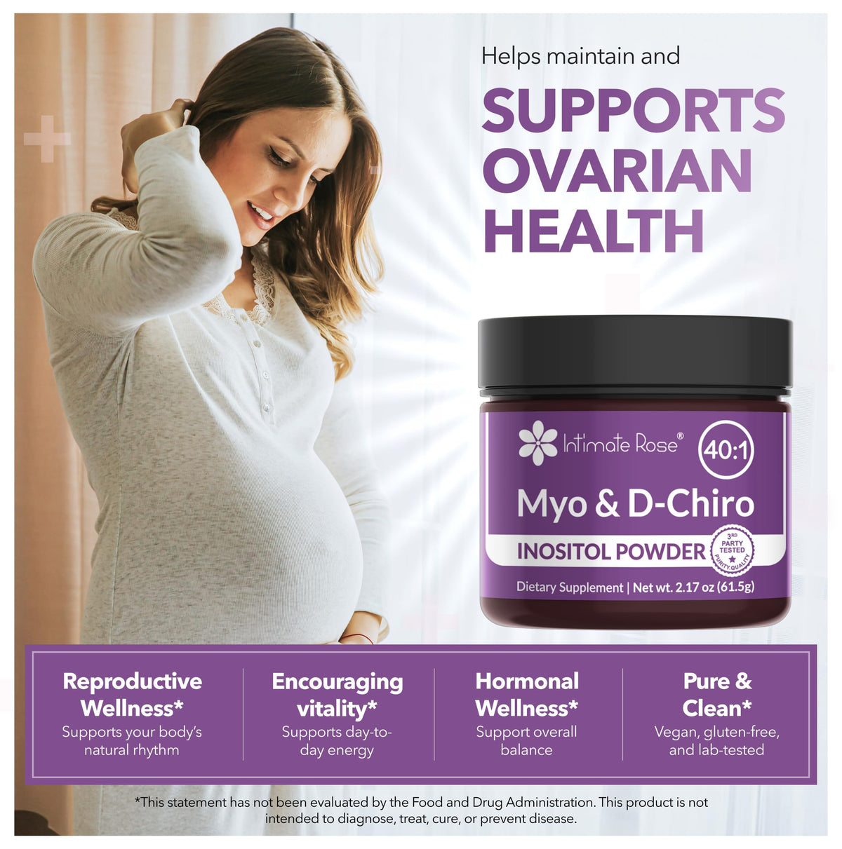 Poudre d'Inositol Myo & D-Chiro d'Intimate Rose avec des fruits