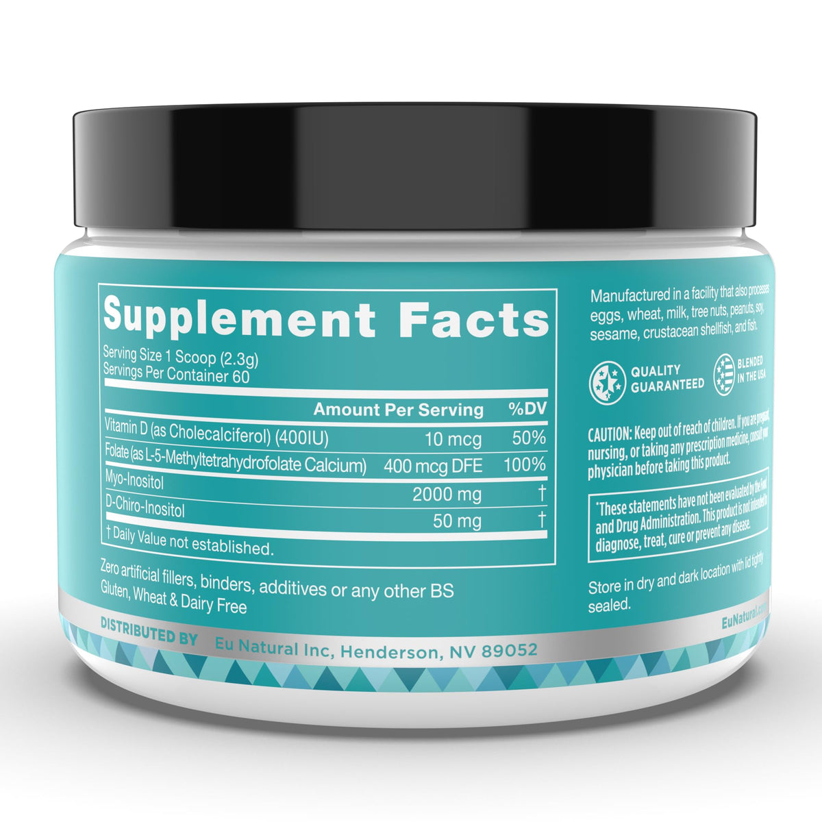 Poudre d'Inositol Myo & D-Chiro Eu Natural et cuillère en bois