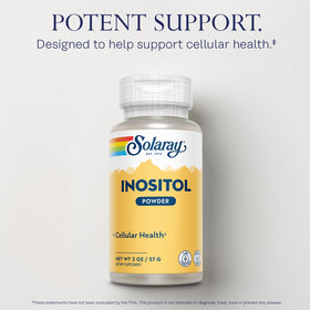 Poudre d'inositol pure SOLARAY 91g dans un verre d'eau