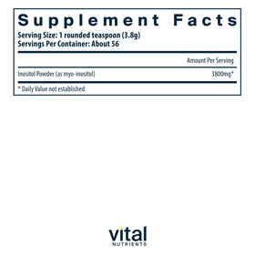 Poudre d'Inositol Vital Nutrients 3800mg 56 portions avec cuillère