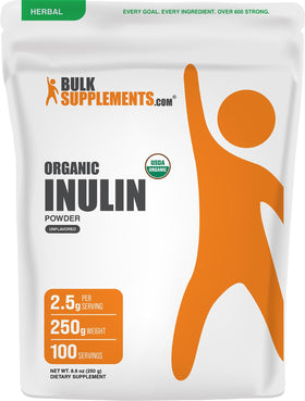 Poudre d'inuline bio BulkSupplements dans un emballage de 250g