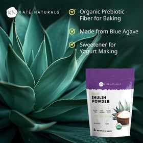 Poudre d'inuline bio Kate Naturals 680g avec cuillère