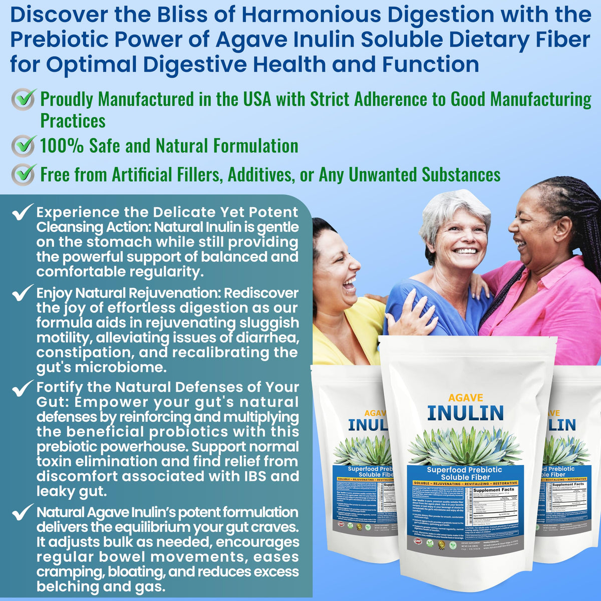 Poudre d'inuline bio Kidney Restore 1367g sur une table avec des ingrédients