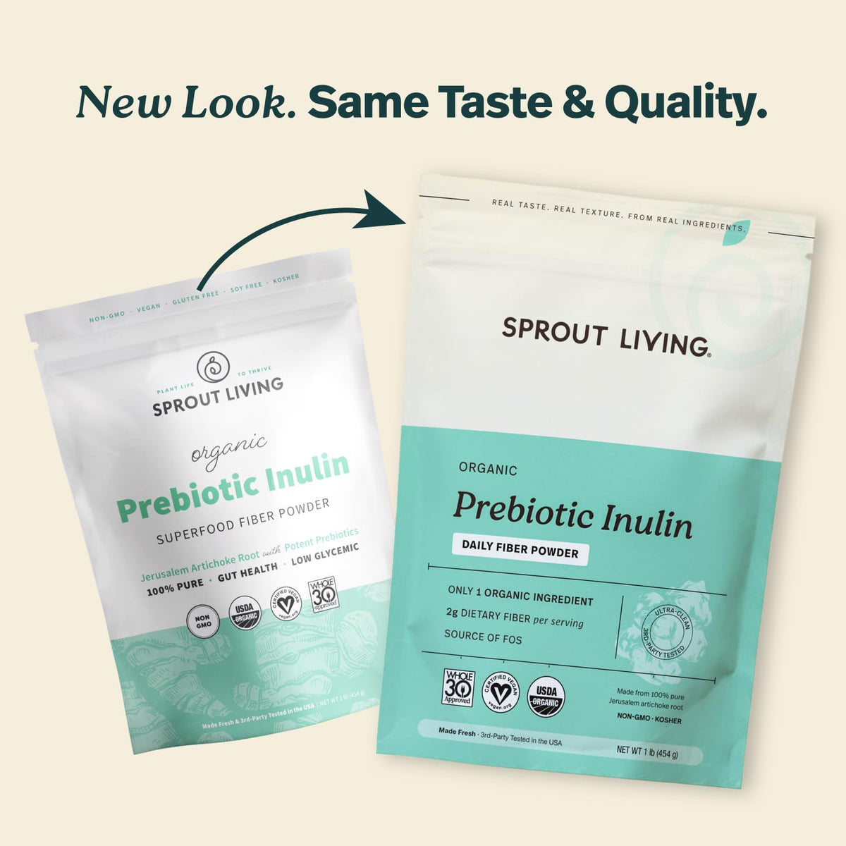 Poudre d'inuline bio Sprout Living 481g avec cuillère doseuse