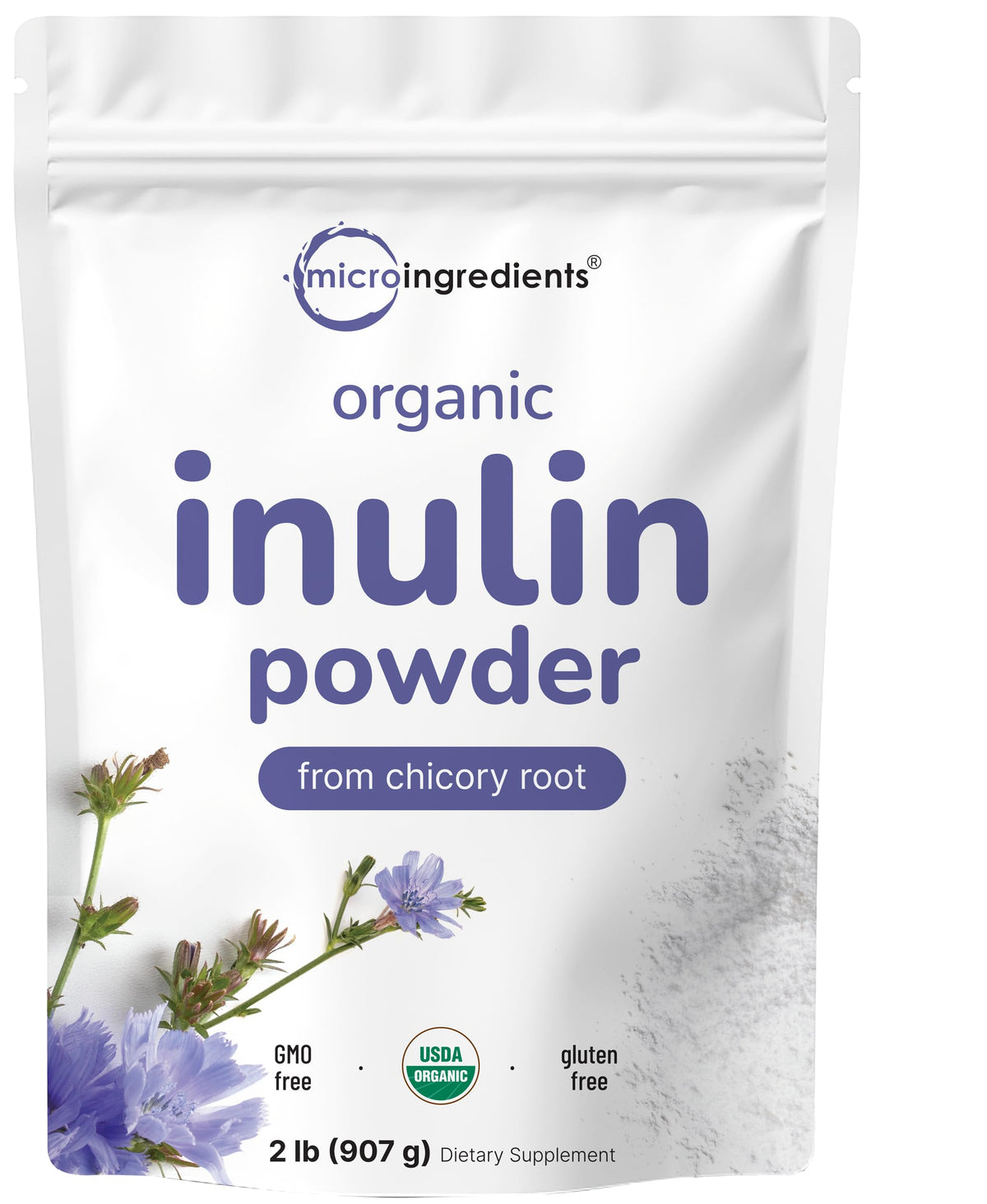 Poudre d'inuline biologique Micro Ingredients 939g vue avant