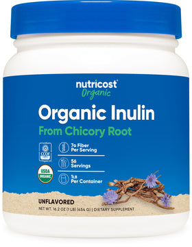 Poudre d'Inuline Biologique Nutricost 454g vue de face