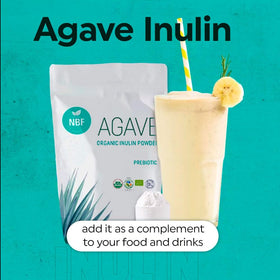 Poudre d'inuline d'agave bio NBF NATURA ajoutée à un smoothie