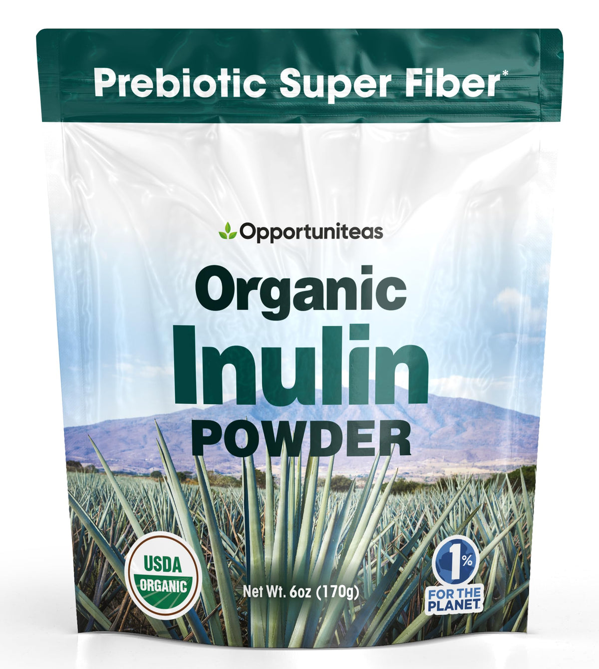 Poudre d'inuline d'agave bio Opportuniteas 181g vue de face