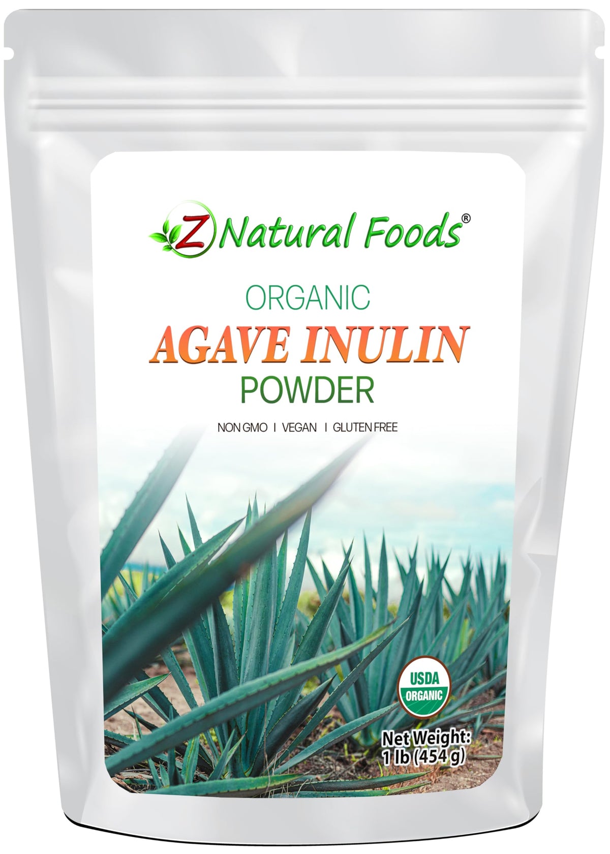 Poudre d'Inuline d'Agave Bio Z Natural Foods 470g vue de face
