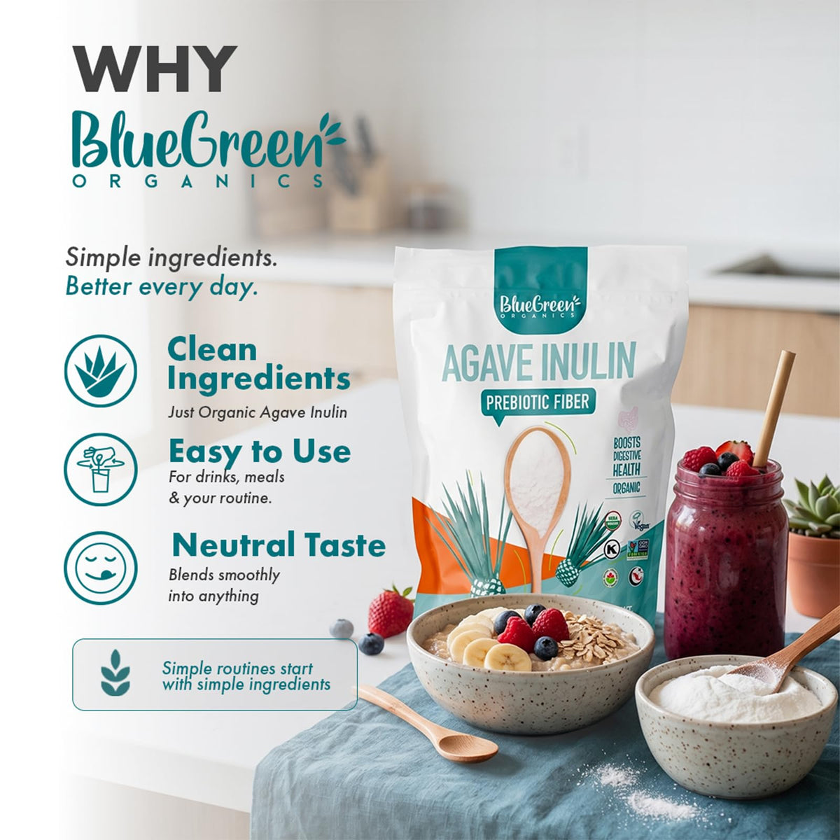 Poudre d'inuline d'agave BLUEGREEN utilisée dans une recette de pâtisserie