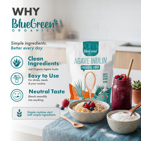 Poudre d'inuline d'agave BLUEGREEN utilisée dans une recette de pâtisserie