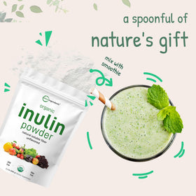 Poudre d'inuline Micro Ingredients dans un verre de smoothie