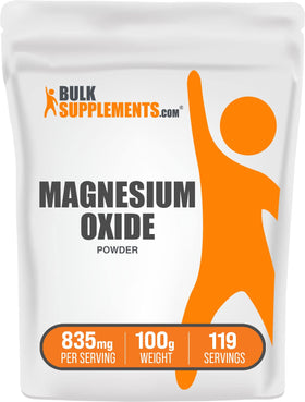 Poudre d'oxyde de magnésium BulkSupplements 500mg 100g vue de devant