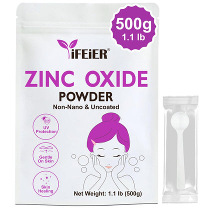 Poudre d'oxyde de zinc iFEiER 500g vue de face dans son emballage