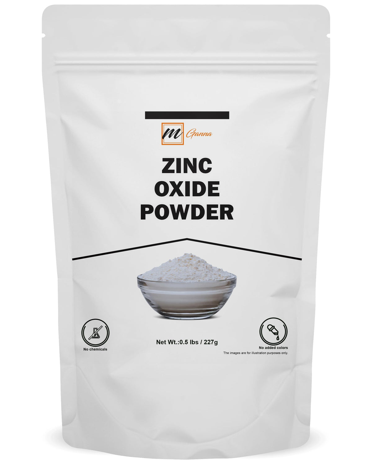 Poudre d'oxyde de zinc mGanna 240g vue de face