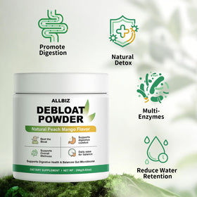 Poudre dé ALLBIZ 250g avec fruits frais en arrière-plan