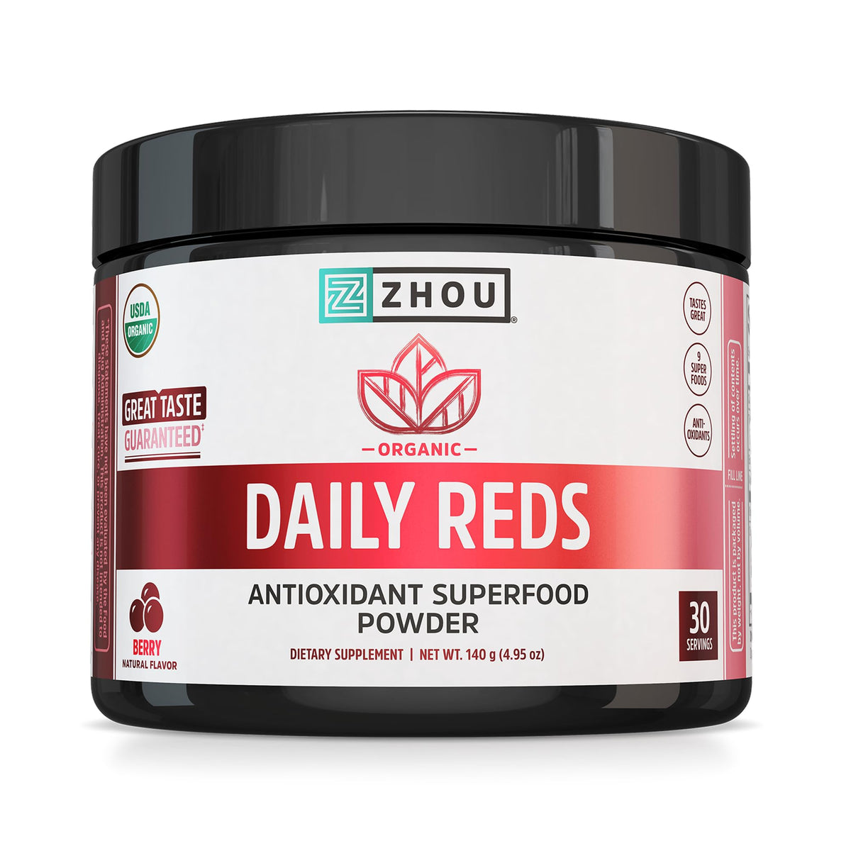 Poudre de Baies Bio ZHOU 202g, vue de face avec emballage
