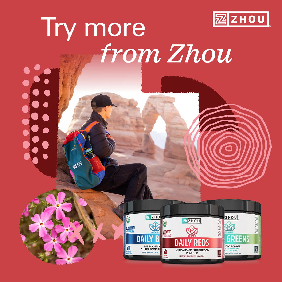 Poudre de Baies Bio ZHOU dans un smoothie avec des fruits