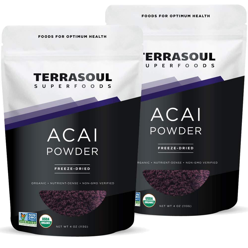 Poudre de baies d'açaï Terrasoul Superfoods 4 oz vue de face