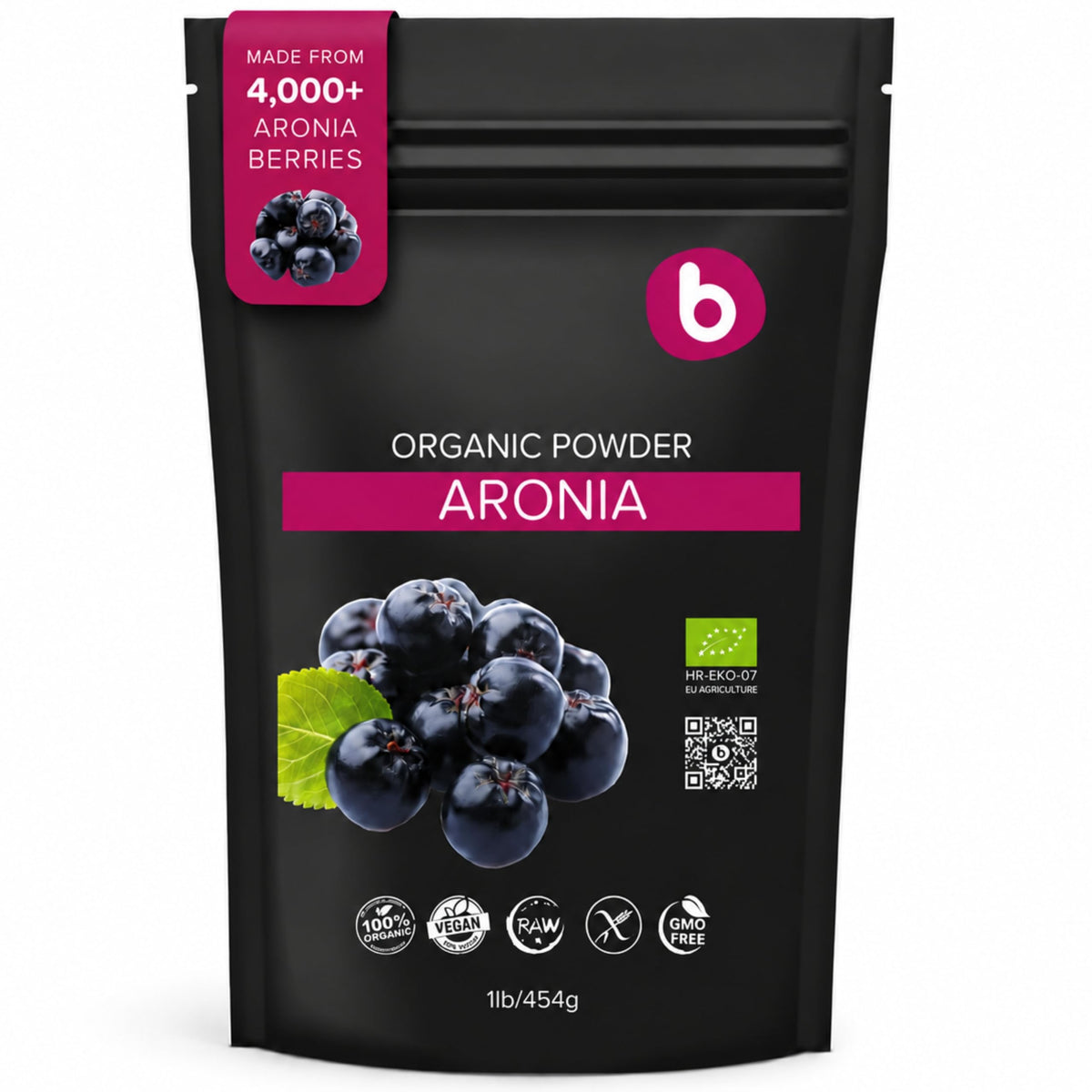Poudre de baies d'aronia 472g vue avant avec emballage