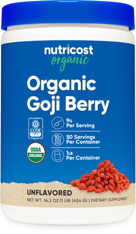 Poudre de baies de goji biologique Nutricost 545g vue avant